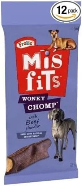Misfits Wonky Chomp Dog Treats with Beef – Pack of 12 12 x 170 g - Picture 2 of 2