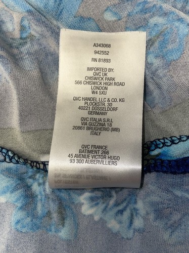 Susan Graver Plus Sz 2X Blue Floral 3/4 Sleeve Liquid Knit Stretch Top EUC - Picture 10 of 11