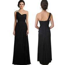 XSCAPE One Shoulder Ruched Rhinestone Evening Gown - Size 8