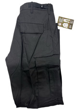 Rothco 7971 Unisex Black BDU Pants Military Style Button Fly Cargo Large NWT