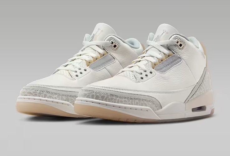 NIKE AIR JORDAN 3 Retro Craft Shoes Ivory/Grey Mist-Cream  display picture 1