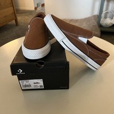 Converse Chuck Taylor All Star Malden Slip-On Brown Black White Low Top Wide Fit