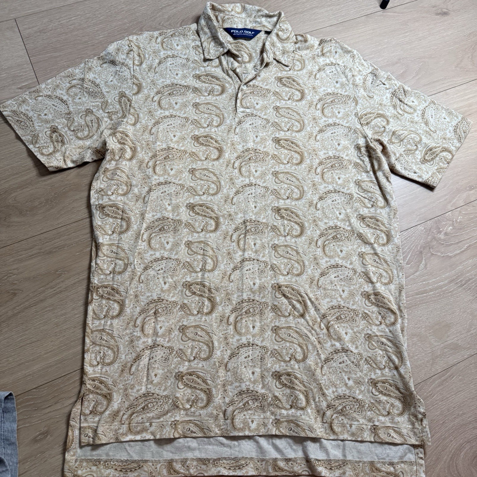 Vintage Polo Golf Ralph Lauren Shirt Mens Medium Beige Paisley Y2K 90s