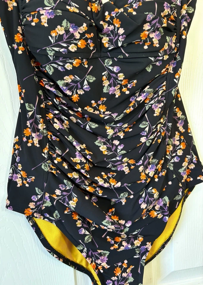 Nuevo con etiquetas Traje de baño Moontide acanalado floral moldeador de una pieza talla 10 Foto 3 de 4