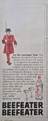1966 Beefeater Imported English Gin for grownups hour Vintage Ad 