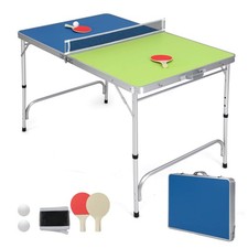 47" x 30" Mini Table Tennis Table w/ Adjustable Height for Indoor Outdoor