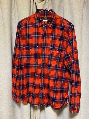 FREEMANS SPORTING CLUB Red Navy Check Flannel Shirt Size S