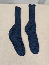 Handmade Knit Socks Blue Green Purple Variegated Wool Blend Warm Winter Cozy
