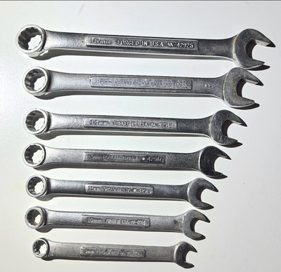 #ad Vintage Craftsman USA 7pc 12 Pt Combination Metric Wrench Set $50.00