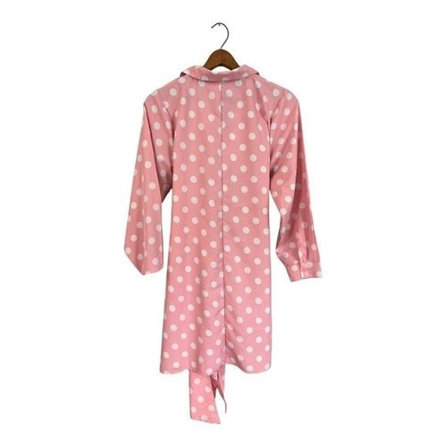 Her Destiny Pink White Polka Dot Dress Large Long Sleeves Tie Waist LARGE - Picture 2 of 6