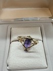 Gorgeous 10k Yellow Gold Large Natural Amethyst Statement Ring Size 6.75 — photo 4