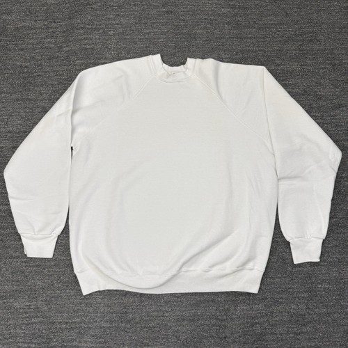 Felpa vintage Tultex XL bianca girocollo pile anni 80 90 vuota made in USA