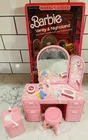 Vtg 1987 Barbie Sweet Roses Vanity And Night Stand Playset w/Accessories Read