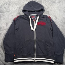 Vintage Superdry Hoodie Womens 12 Black Lined Embroidered Logo Kangaroo Pockets