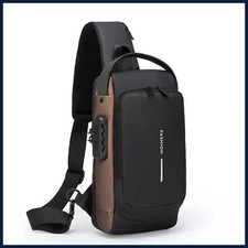 Men's Sling Backpack Waterproof Anti-theft Shoulder Crossbody Chest Bag USB Port
