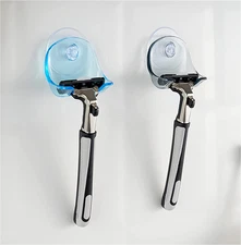 2 Pack Portable Razor Holder Rack Shelves with Suction Cup Hooks Apply for Showe
