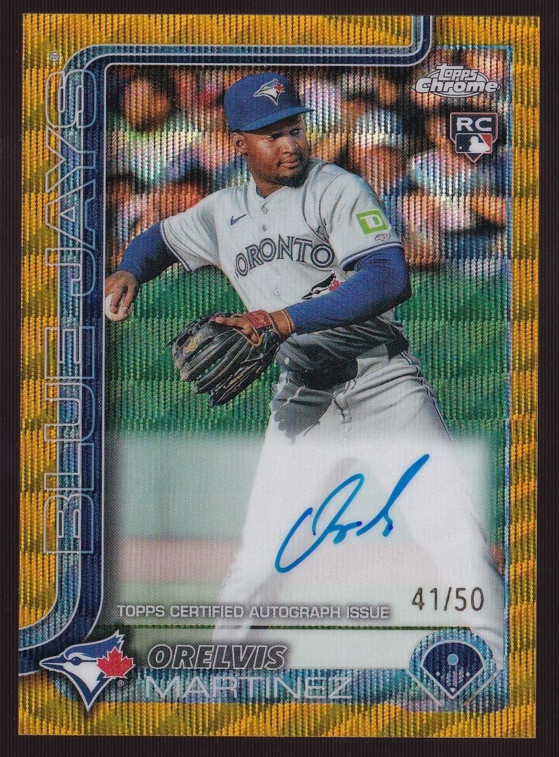 2025 Topps Chrome Rookie Auto Gold Wave Refractor #RA-OM Orelvis Martinez 41/50
