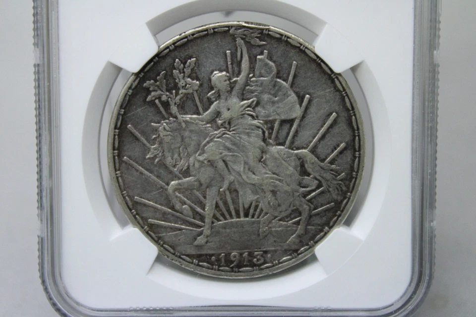 1913 Mexico Peso Silver Caballito NGC AU Details Reverse Scratched #3021 - Image 2 of 4