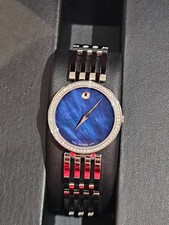 RARE Movado Esperanza Women's Diamond BLUE Dial Swiss Quartz Watch 048141364S