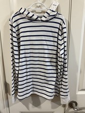 NWT Boys J. Crew Crewcuts Hooded Long Sleeve Striped T-shirt Size L 10-11