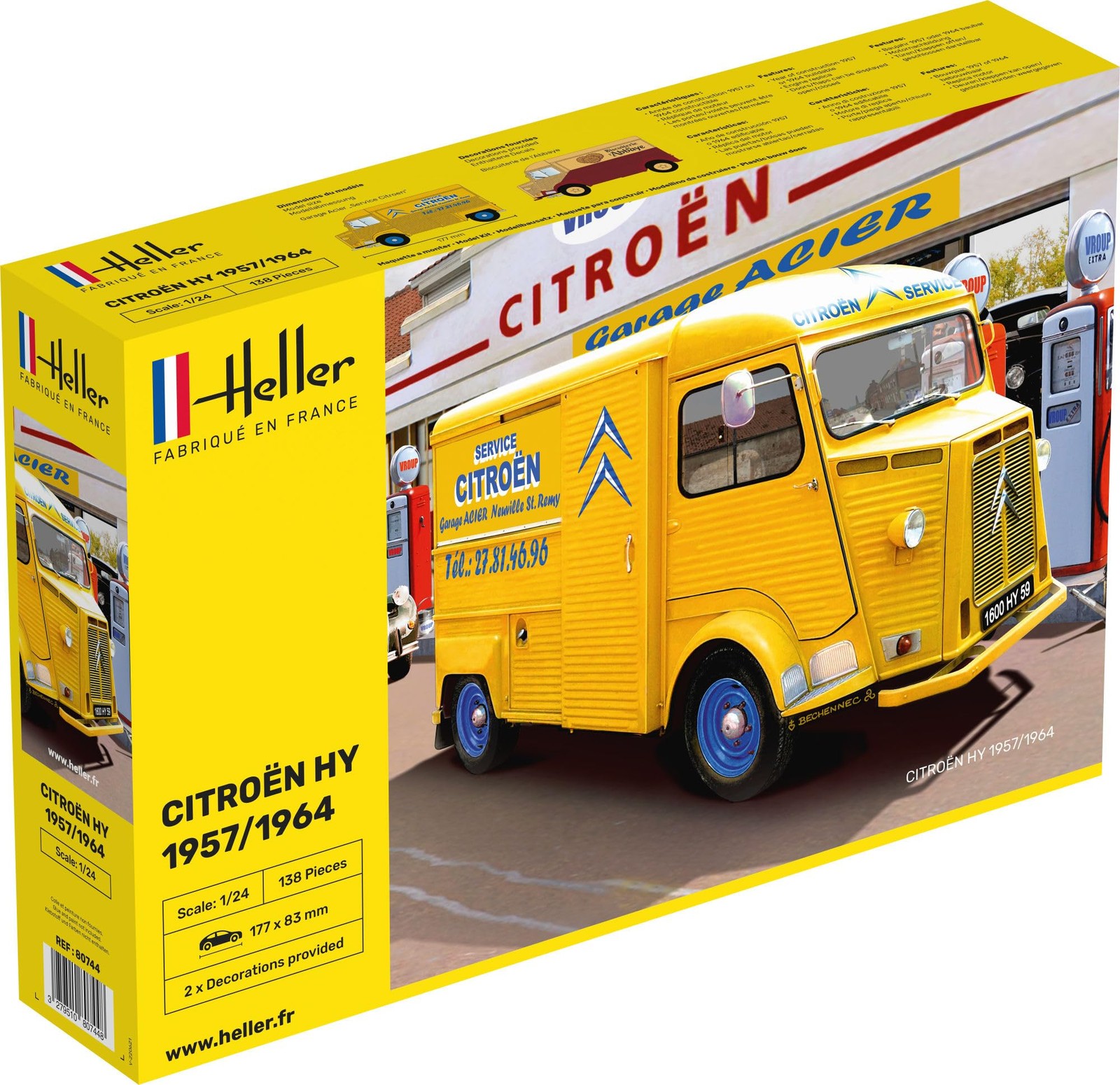 Heller HEL80744 124-Citroen Type H 3 Decorations Unpainted 10590₽
