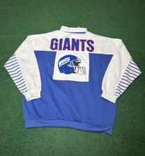 Vintage 80s New York Giants Collared Sweatshirt, Unique Football Crewneck XL 