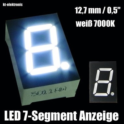 LED 7-Segment Ziffernanzeige AUSWAHL 12,7mm 0,5'' weiß blau rot grün gelb orange