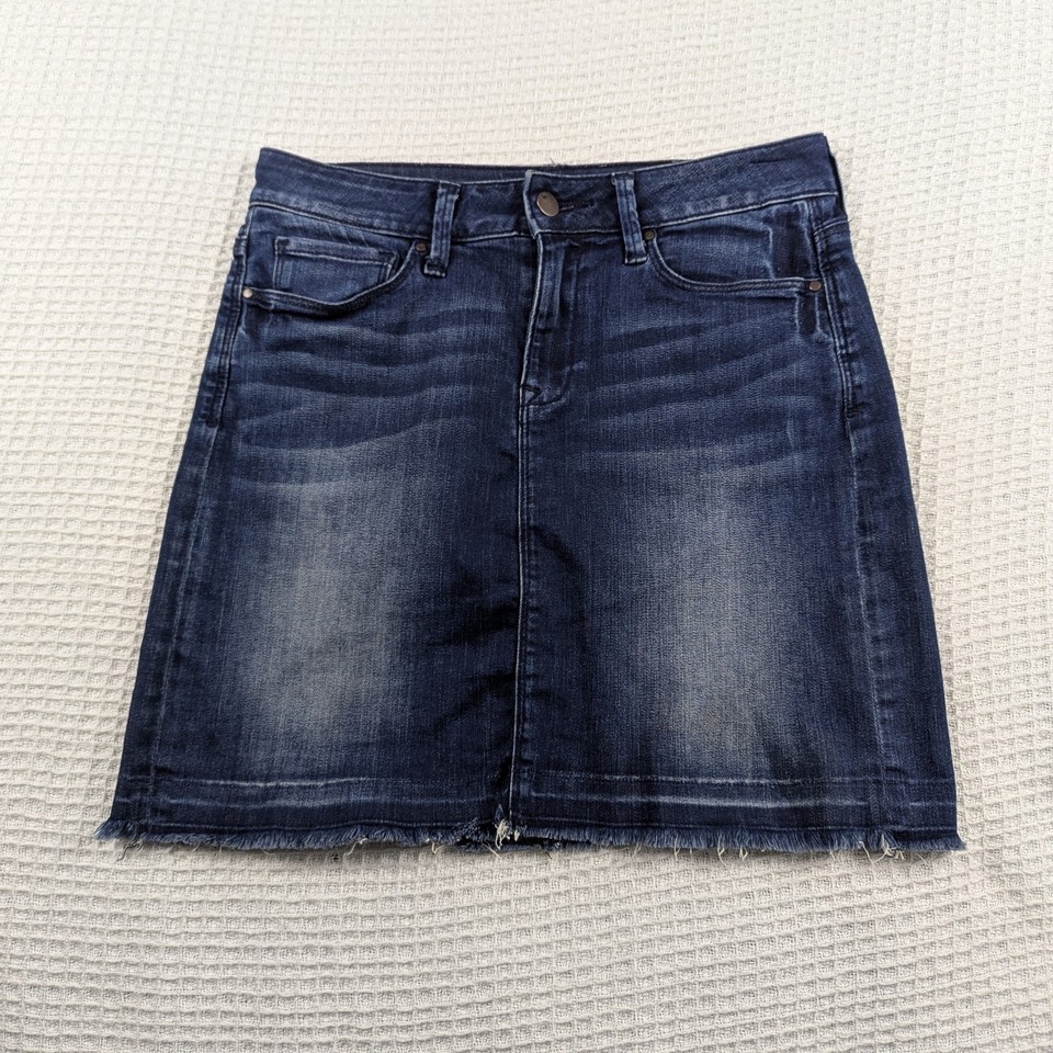 Mavi Alice Womens Denim Mini Skirt XS Blue Raw Hem Stretch Jean Skirt
