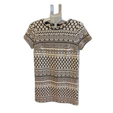 Loft Geometric Black White Short Sleeve Dress Sz Small Versatile Clean Lines