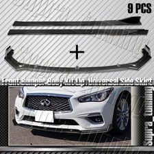 Carbon Sty For Infiniti Q50 Base/Premium Front Bumper Lip + Side Skirt Splitters
