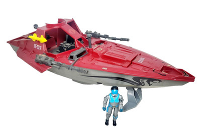 Vintage 1985 G.I. Joe Cobra Moray Hydrofoil Attack Boat + Pilot Lamprey ~ Hasbro