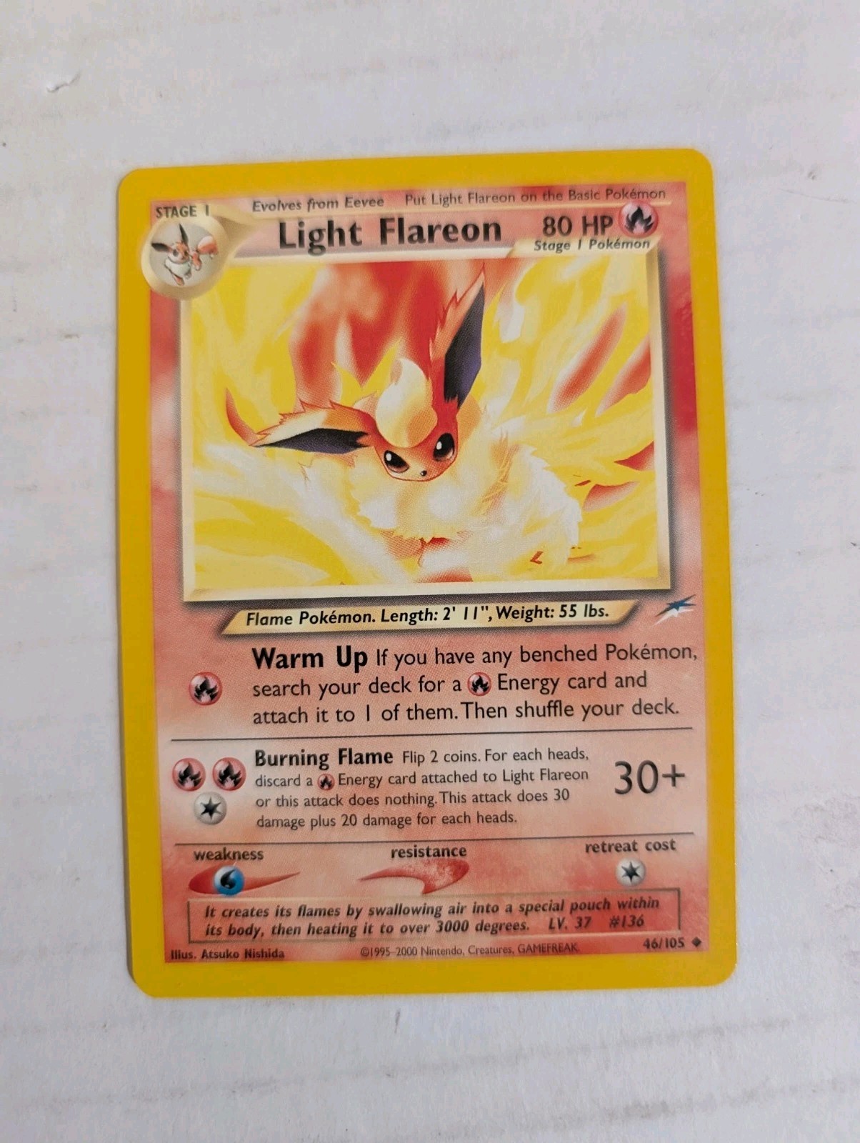 Pokemon TCG Card - Light Flareon 46/105 Neo Destiny Uncommon Vintage NM