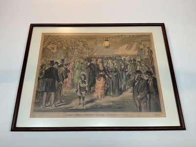 Broling Holzstich handkoloriert Brautschau an Pfingsten St. Petersburg 1882