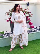 Presenting New White Crepe Silk Salwar Kameez With Dupatta For Women  Girls