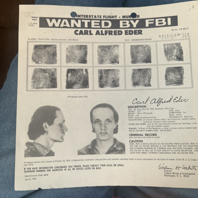 VINTAGE WANTED  BY FBI MUGSHOT collectible Paper Ephemera 1981
