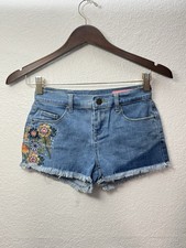 Distressed Blank NYC The Barrow Embroidered Denim Cutoff Shorts Sz 00 24in
