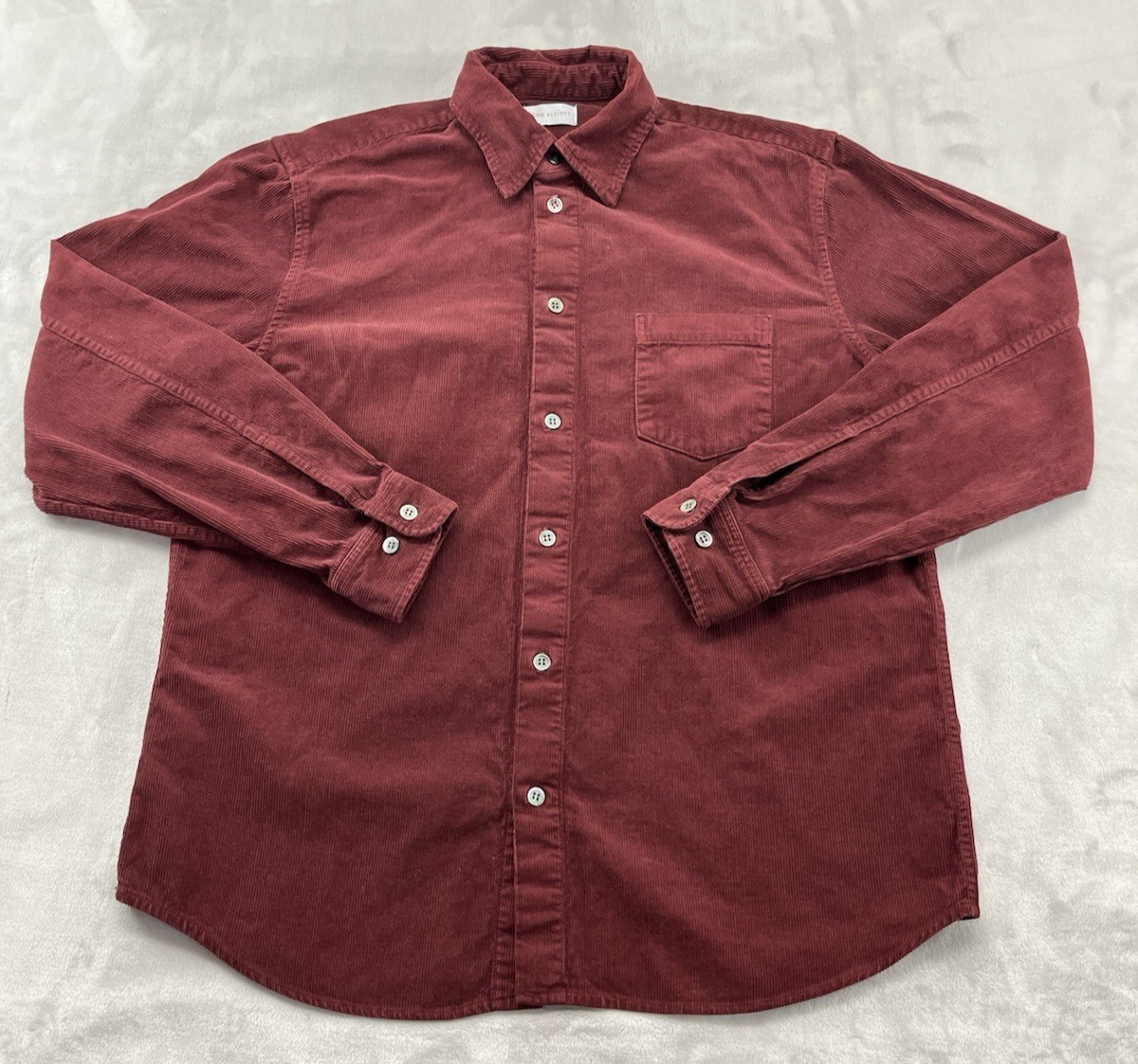 John Elliott Corduroy Shirt Men Small 1 Burgundy Button Down Back Pleated Preppy