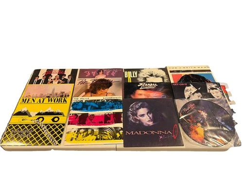 pop rock 1980s vinyl Lot: Blondie J Cougar Madonna Prince Bentar Men Work Police