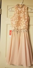 Sparkly Beaded Short Prom Dresses Wedding Party Evening Gown Pearl Pink Size 2