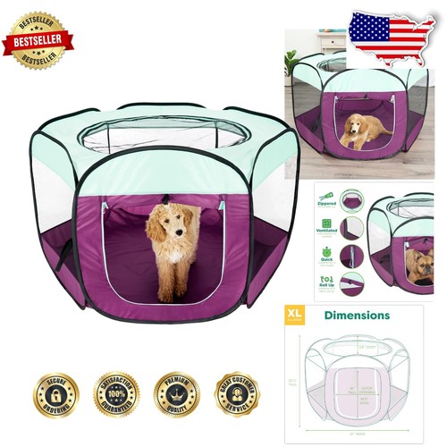 360-Degree Mesh View Extra Large Pet Pop-Up Playpen & Crate - Lightweight Design