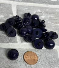 Lot of 20  Navy Blue Plastic Dome  Buttons 15mm 5/8" Inch
