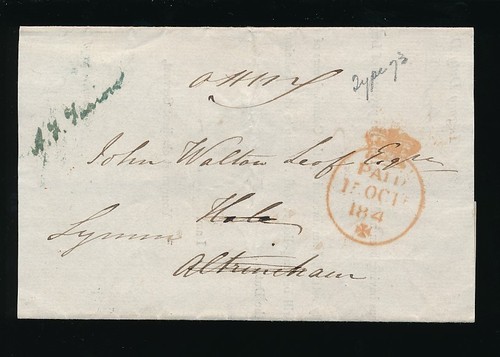 GB 1842 OFFICIAL PAID SIGNATURE HANDSTAMP in GREEN OHMS PART ENTIRE - Picture 2 of 4