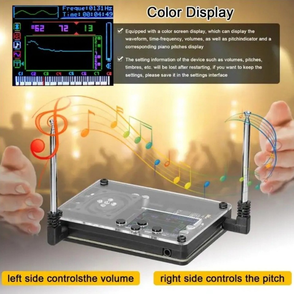 Mini Theremin Audio Con Display A Colori, 20 Strumenti E 70 Voci, Interfaccia USB-C, Antenna Calibrata, Per Musicisti E Appassionati
