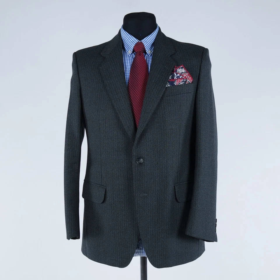 Mens Striped Blazer 40S UK Size BUFFALO TWIST Grey Wool Sport Coat Jacket - Image 4 of 4