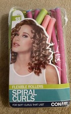 Conair 18 Pink  Green Flexible Rollers Spiral Curls For Soft Curls That Last