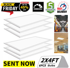 2x4Ft LED Panel Troffer Edge-Lit Flat 6 Pack 75 Watt,Drop Ceiling Lights,US Ship