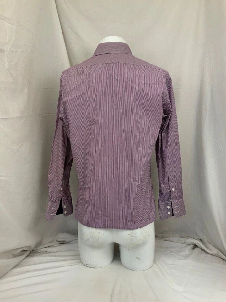 Camisa de Vestir TM Lewin 15.5 33 Rayas Púrpura 100% Algodón Calce Ajustado YGI N2-74 Foto 4 de 4