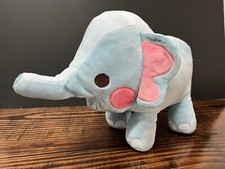 Blue Elephant Plush Stuffed Animal FAO Schwarz Circus Nursey Baby Brass Tag