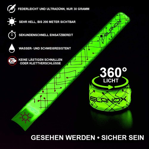 elanox LED Sicherheitslicht für Kinder Jogger Reflektorband Reflektor LEDarmband - Bild 1 von 103