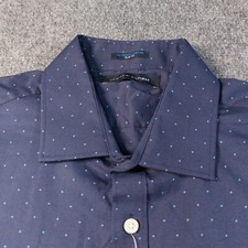 Tommy Hilfiger Mens Large Slim Fit Cotton Button-Down Shirt Dark Navy DR24158057